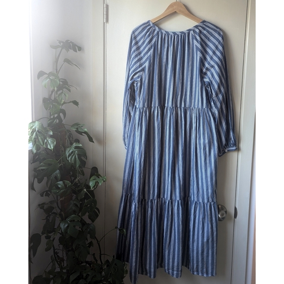 Old Navy Tiered Striped Midi Dress - Picture 2 of 5